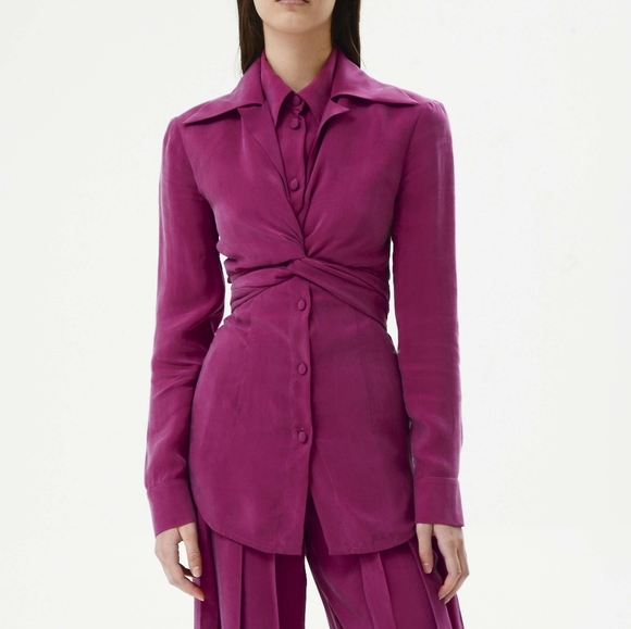 MATÉRIEL Purple Fuchsia Ss20 Button-down Top SHIRT - Picture 1 of 6